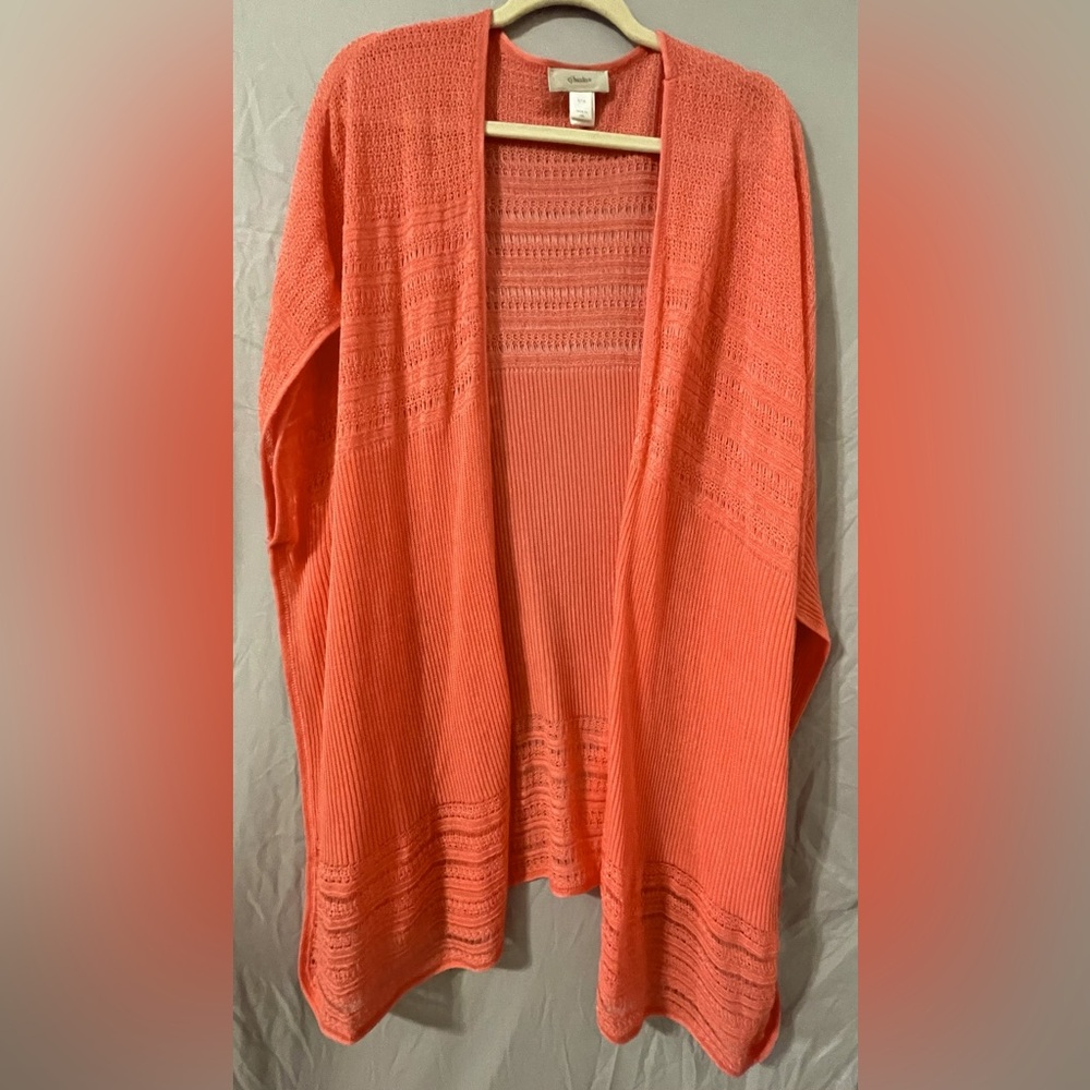 CJ Banks kimono. Vibrant coral color. Plus Size X/1X